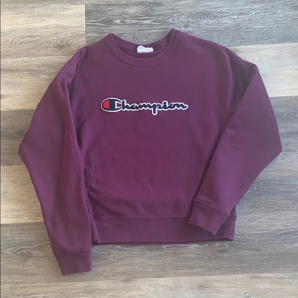 Champion Tops - Champion Eggplant Reverse Weave Logo Sweatshirt